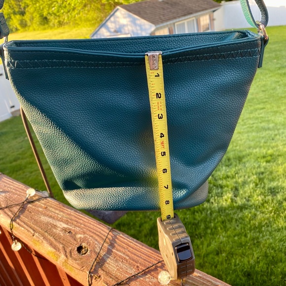 Thirty-One Jewel Crossbody Bag/Tote - Faux Leather Pebble.  Green/Blue. New!!!!! - Picture 6 of 11